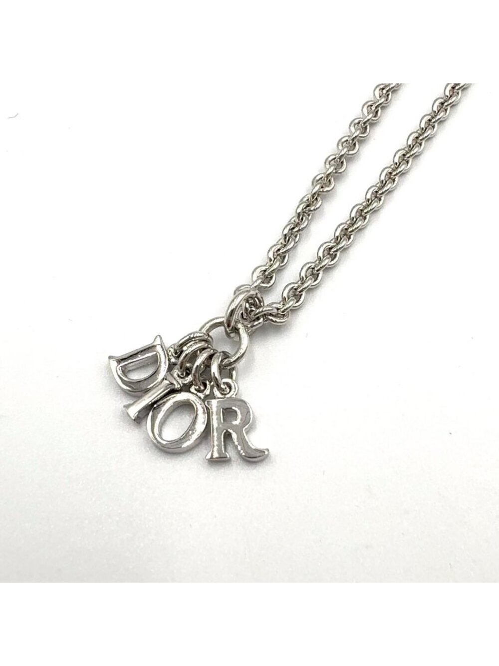 Dior Logo Metal Silver Necklace